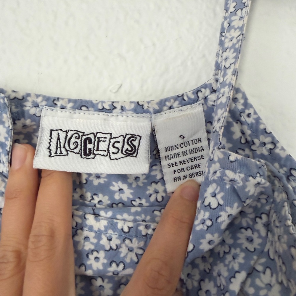 Vintage Baby Pastel Blue Floral Mini Spaghetti-Strap Sundress Access - Picture 2 of 5